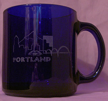 Portland Skyline cobalt coffee mug